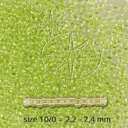 Grøn Glasperler lys, Preciosa Seed Beads, green 2 dyed crystal 01154