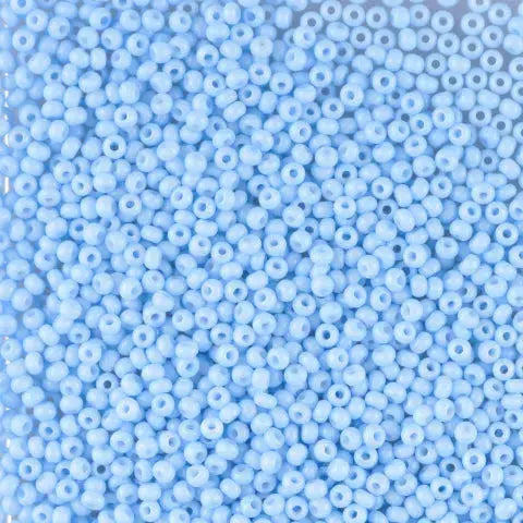Blå glasperler, preciosa, baby blue 2 dyed chalkwhite, storkøb 