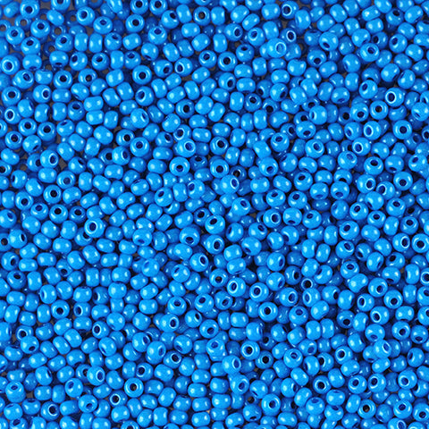 Blå glasperler, preciosa, intensive blue dyed chalkwhite