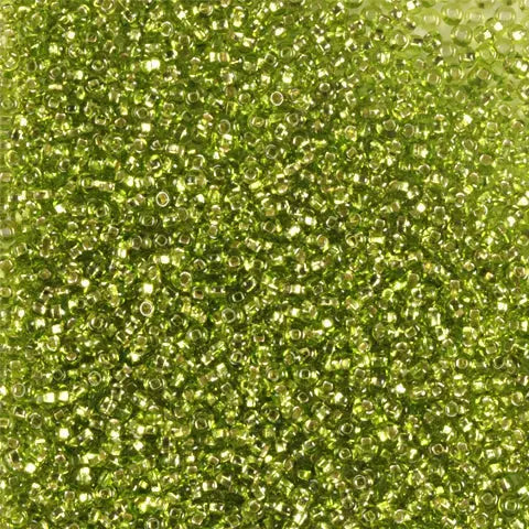 Grønne glasperler, preciosa, silverlined transparent light green, storkøb 