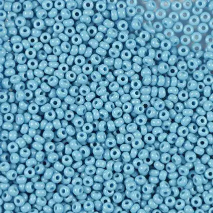 Blå glasperler, preciosa, opaque aqua blue, storkøb 