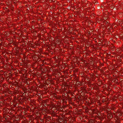 Røde glasperler, preciosa, silverlined dark red, storkøb 