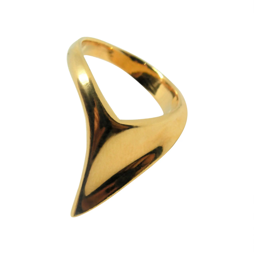 Fingerring, spids, forgyldt sterlingsølv 