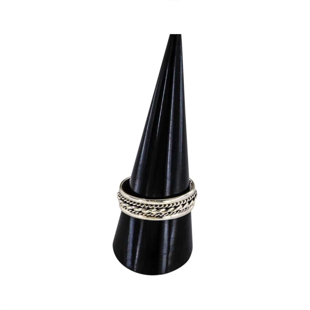 Fingerring, snoet bånd, sterlingsølv 