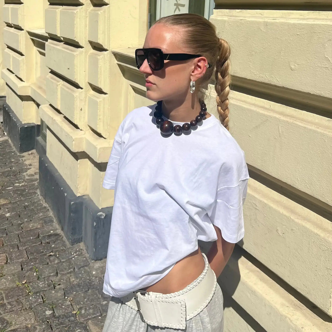 Halskæde, træperler, gradueret, 40cm 