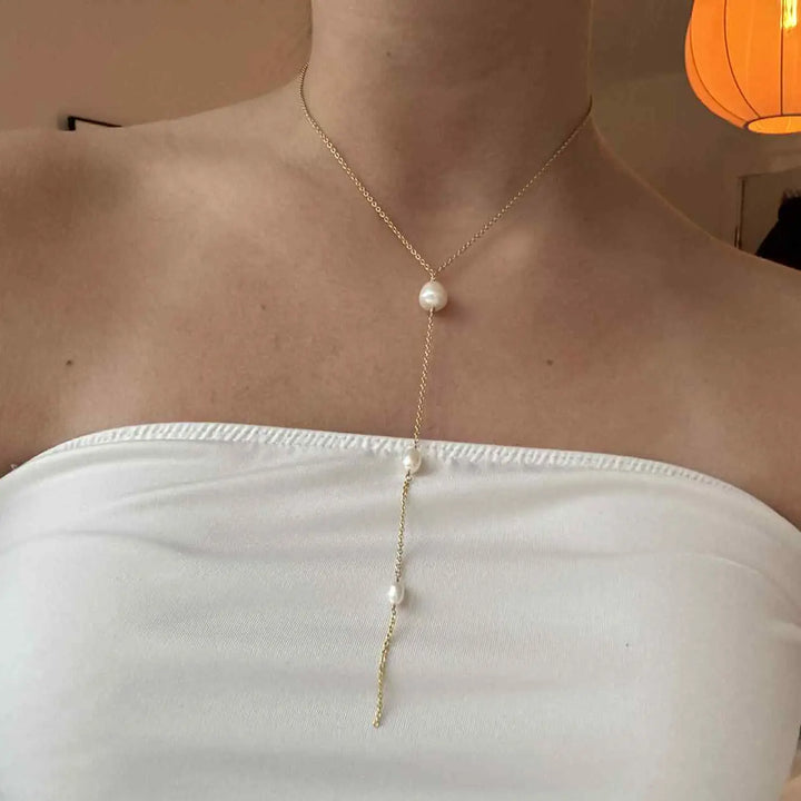 Halskæde, y-formet, 40cm, ædelsten, double, flere varianter 