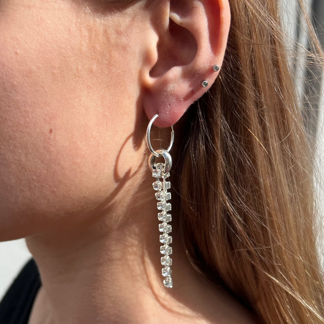 Ørering, hoop, m. simili, sterlingsølv