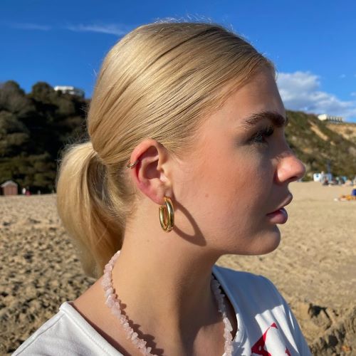 Øreringe - Øreringe, Ørestikkere Chunky Hoops, Forgyldt Sterlingsølv,  32 X 6 Mm