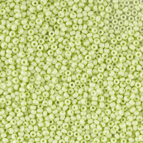 Grønne glasperler, preciosa, light green dyed chalkwhite, storkøb