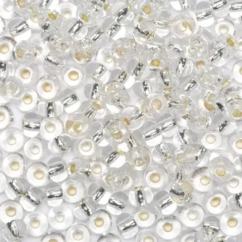Klare glasperler, preciosa seed beads, silverlined crystal 