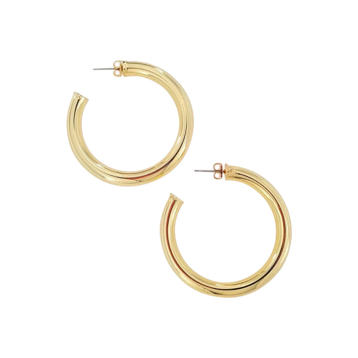Øreringe chunky hoops, forsølvet og forgyldt messing, 48 x 6 mm 