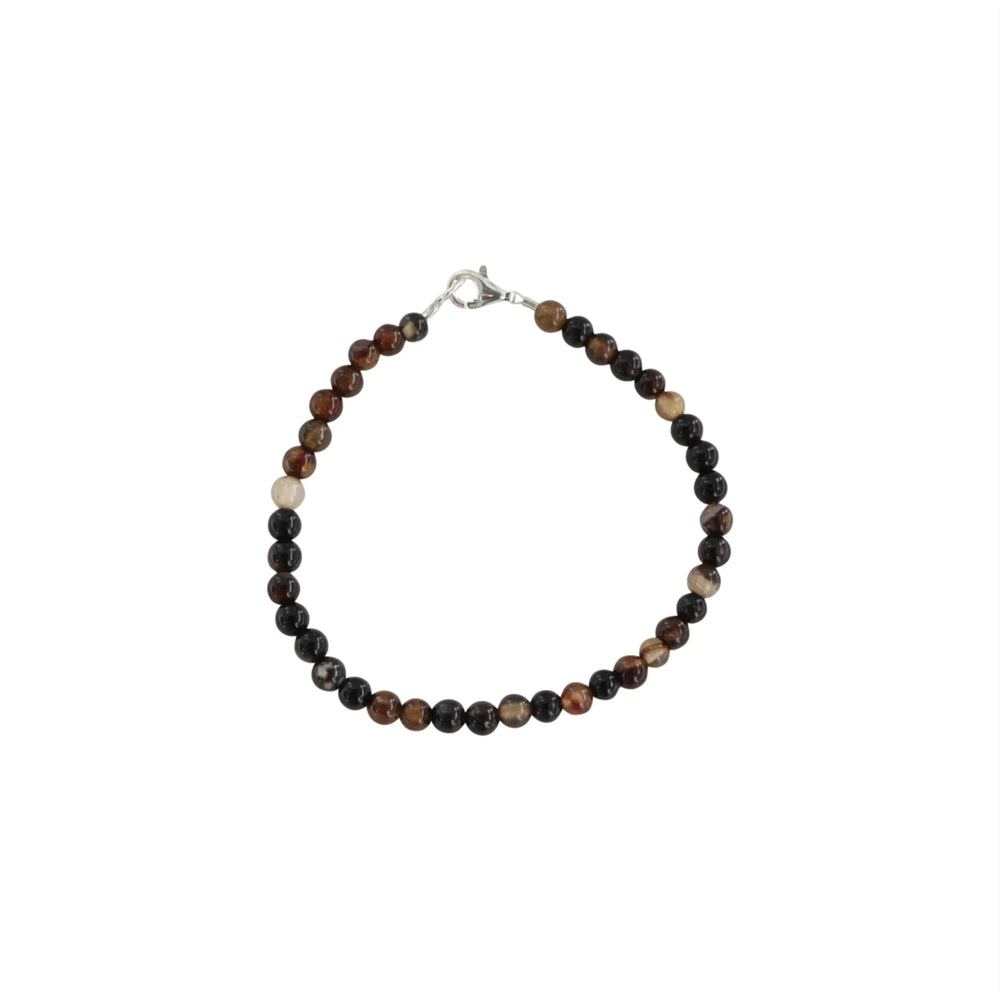 Armbånd, brun agat mix, sterlingsølv/forgyldt sølv, 17-19cm Beadhouse of Copenhagen