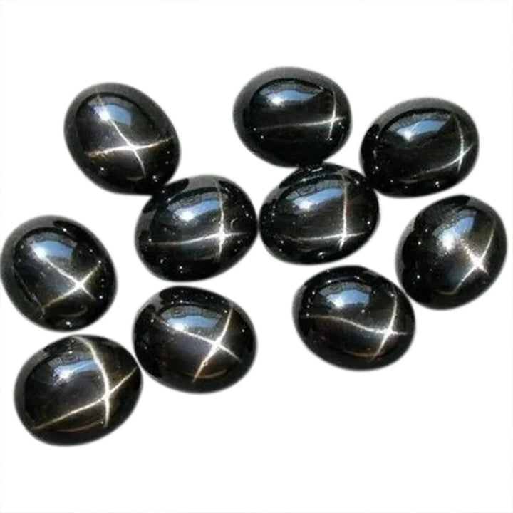 Cabochon, black star diopside, oval, 5x7mm, 1-10stk 