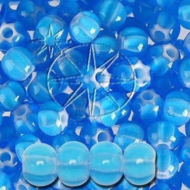 Blå Glasperler, Preciosa Seed Beads, Aqua cornelian star 63715