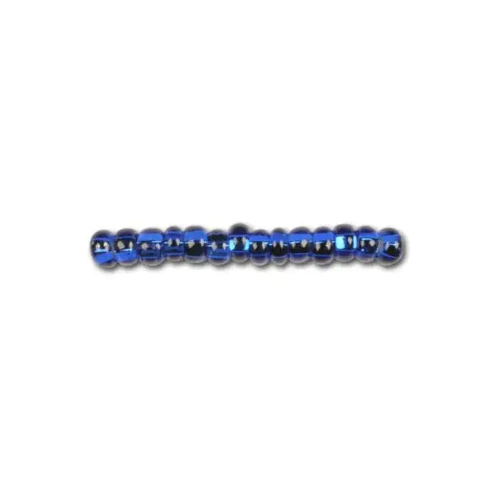 Blå glasperler, preciosa, silverlined dark sapphire 4/0 7 gram 