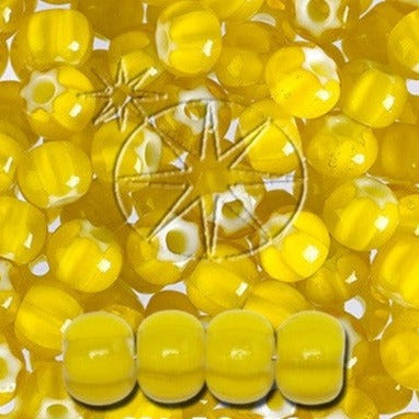 Gul Glasperler, Preciosa Seed Beads, yellow cornelian star 83701