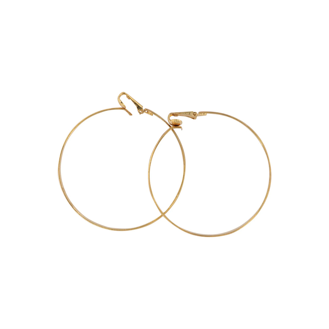 Øreringe, clips, hoop, 5,5cm, forgyldt messing 