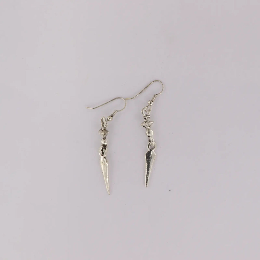 Øreringe, ørekrog, med vedhæng, forsølvet messing, 