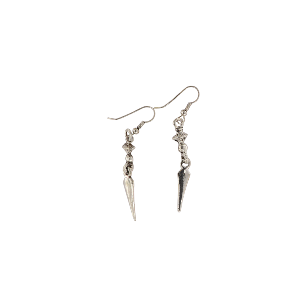 Øreringe, ørekrog, med vedhæng, forsølvet og forgyldt messing