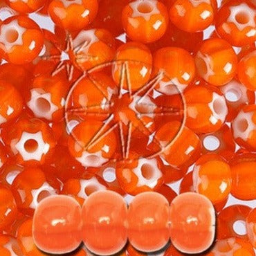 Orange Glasperler, Preciosa Seed Beads, orange cornelian star 93703