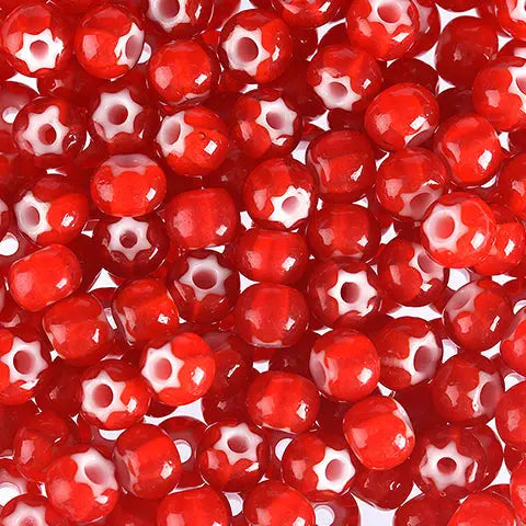 Røde glasperler, preciosa, red cornelian star, storkøb 