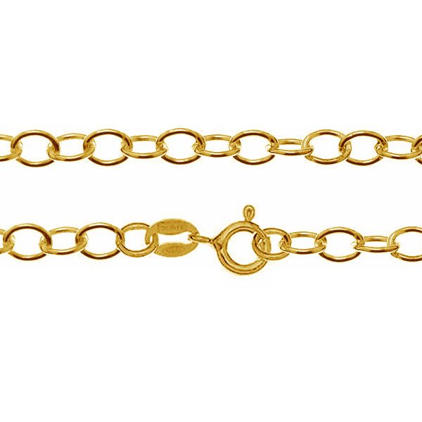 Halskette, runde Ankerkette, vergoldetes Sterlingsilber, 40-55 cm/2,6 mm