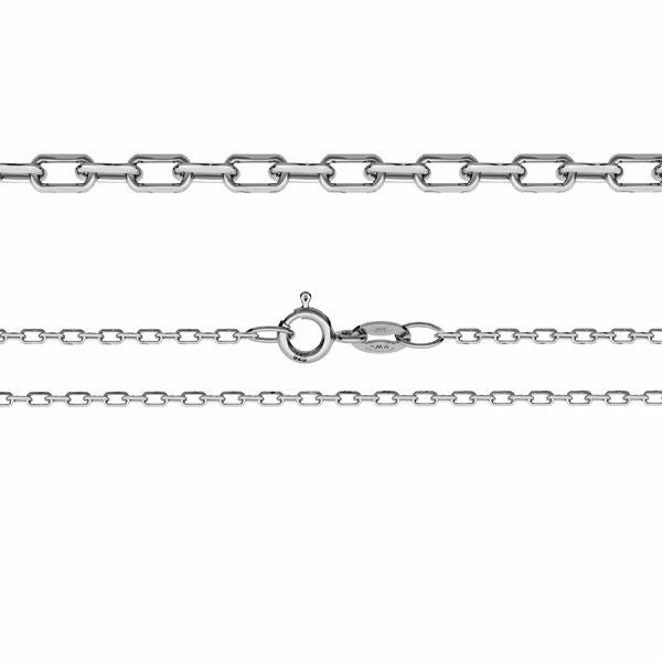 Necklace, anchor facet, sterling silver, 40-55 cm/1.55 ​​mm