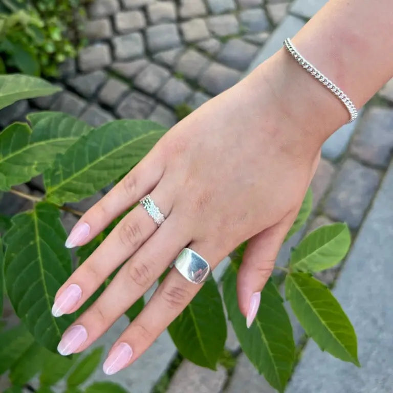 Armbånd, panser facet kæde, sterlingsølv, 16-19 cm/3,5 mm Spain