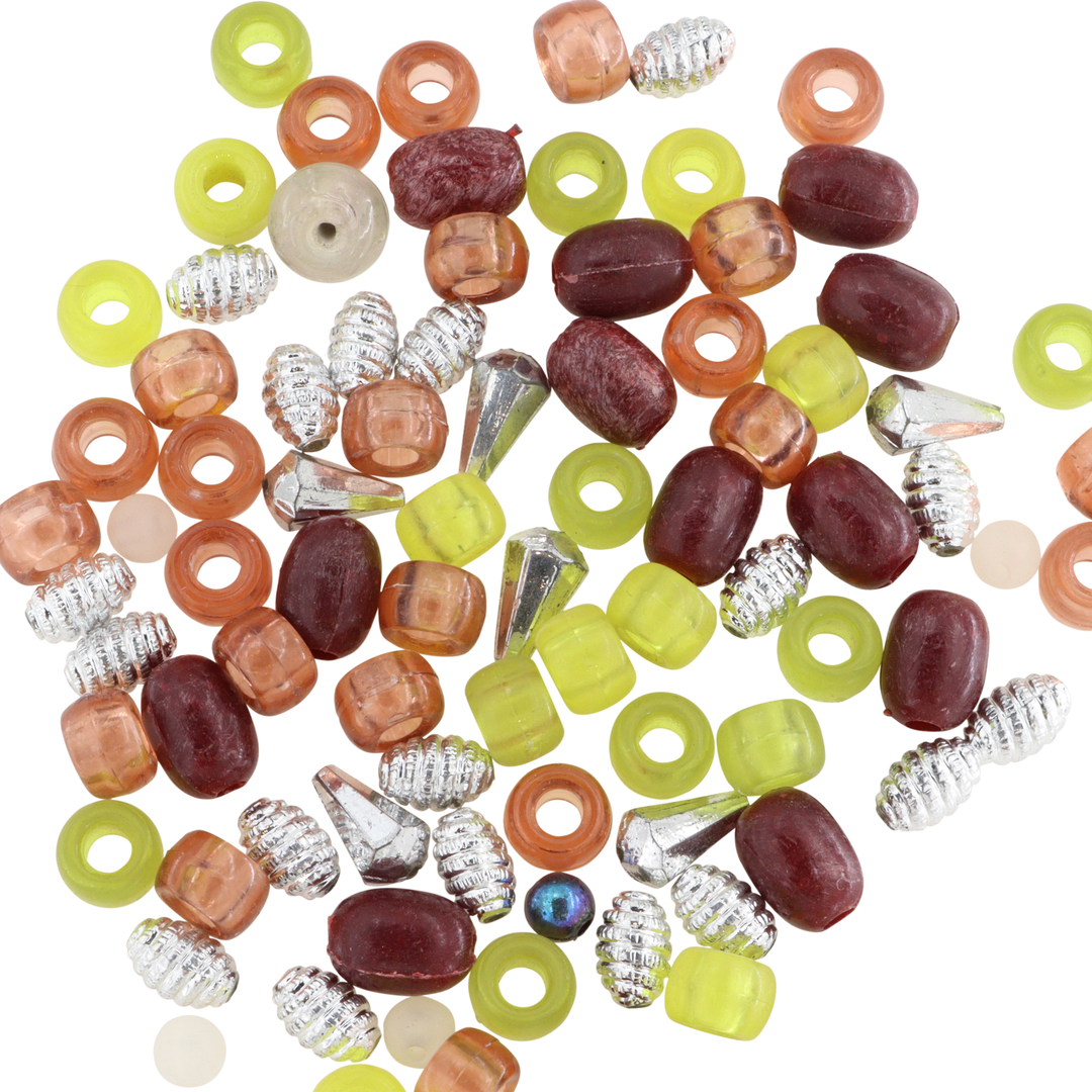 Store perler til strik, plastik, ribsmix, 50g