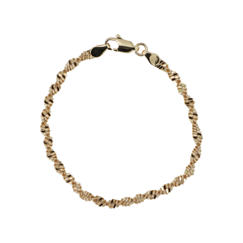 Armbånd, Chunky Singapore Kæde, forgyldt messing, 17 cm/3,6 mm