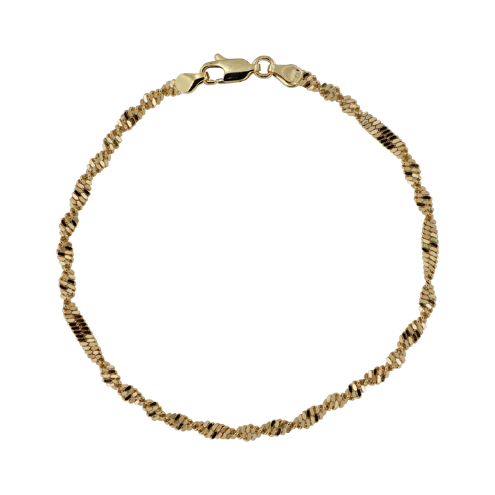 Ankelkæde, Singapore Kæde, forgyldt messing, 3,5 mm bred