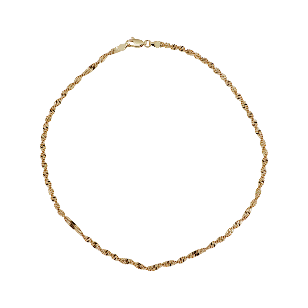 Halskæde, Chunky Singapur Kæde, forgyldt messing, 40 cm/3,6 mm