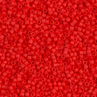 Rød Glasperler, Miyuki Delica Beads, opaque matte vermillion red DE11-757