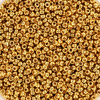 Miyuki seed beads, 24kt gold light plated size 15/0 15-193