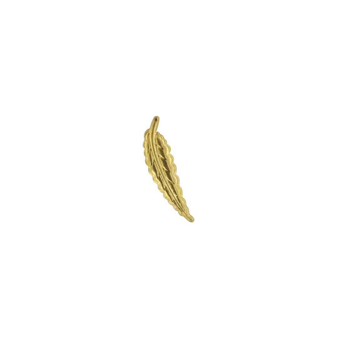 Vedhæng, filigran, blad, forgyldt messing, 46x12mm 