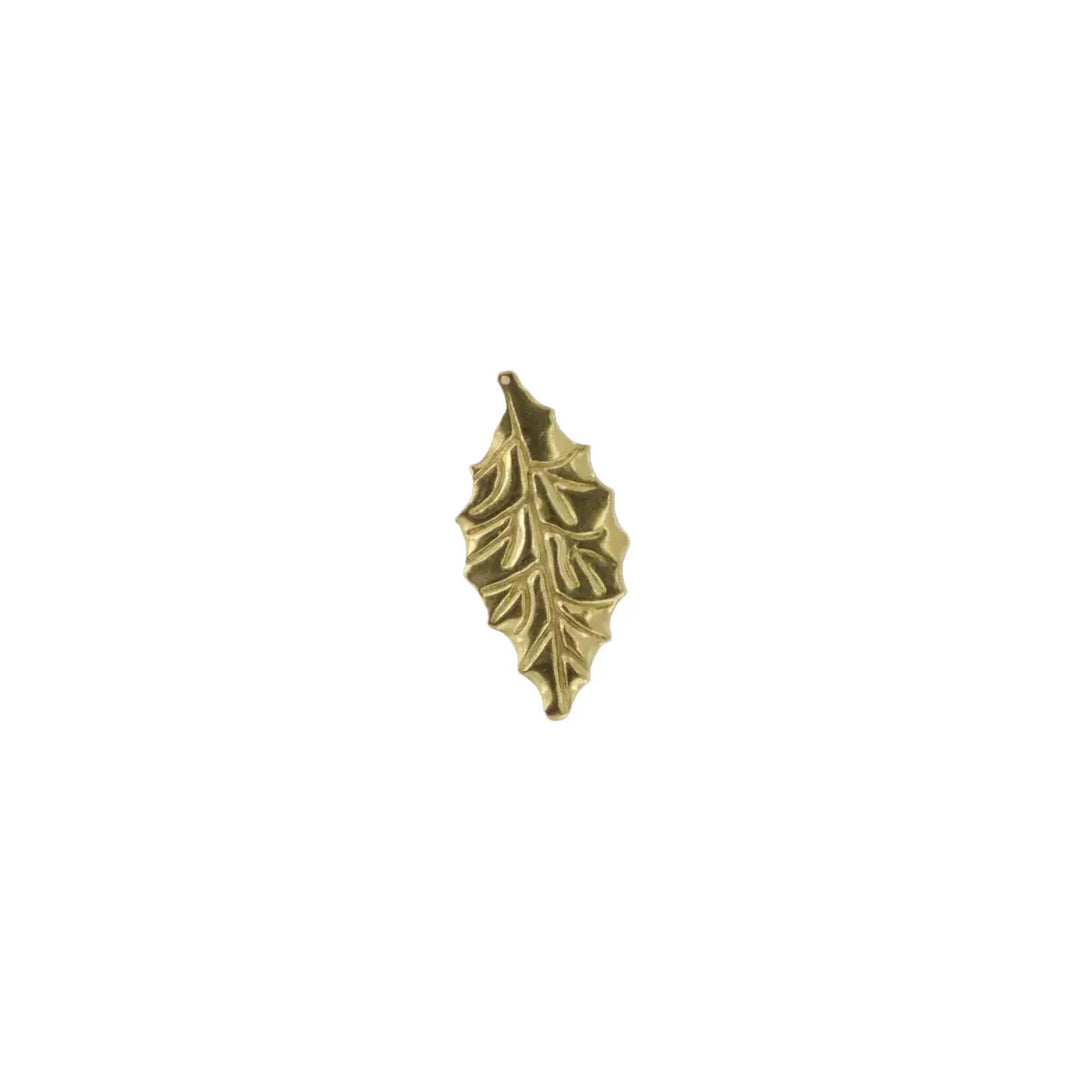 Vedhæng, filigran, blad, forgyldt messing, 39x19mm 