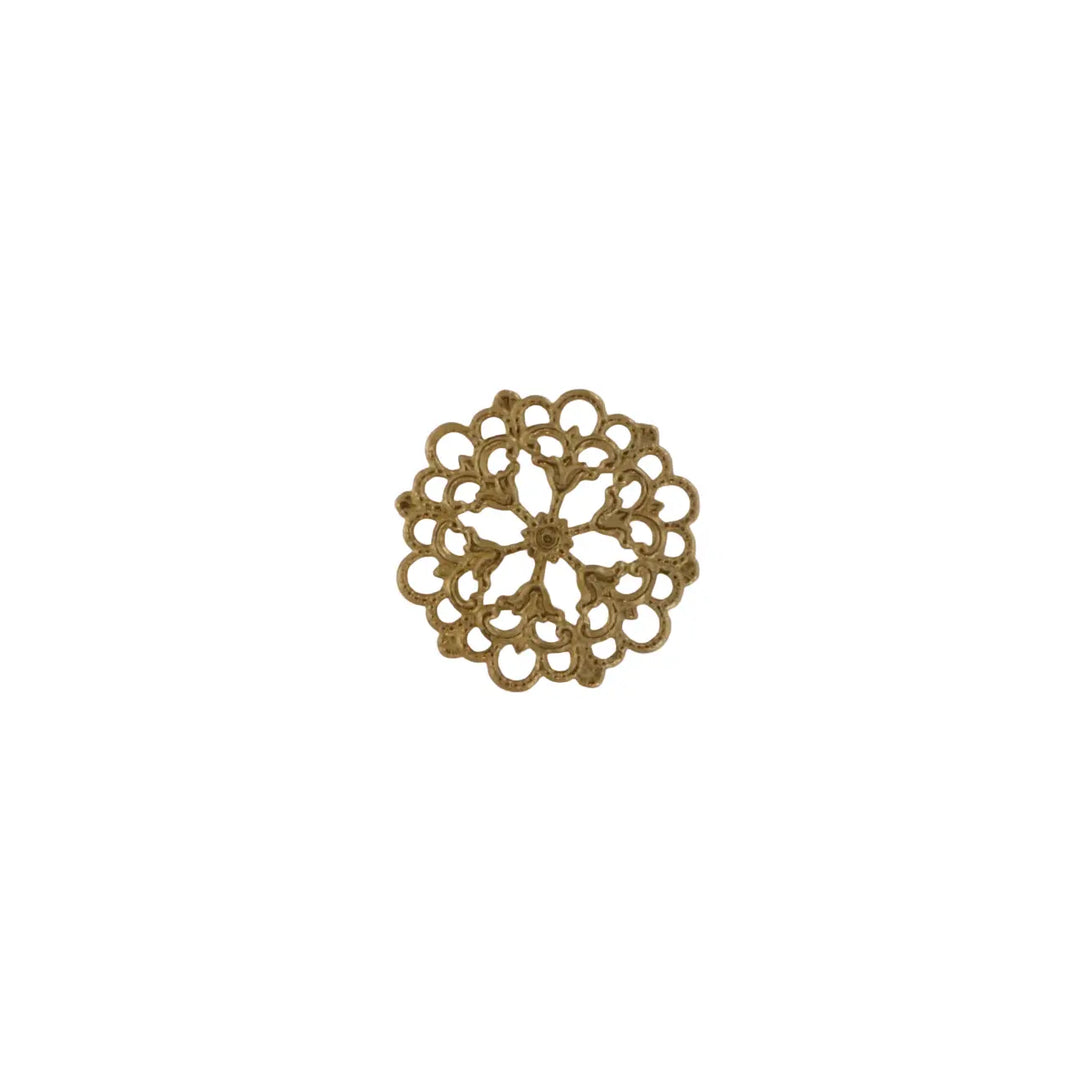 Vedhæng, filigran, cirkel, forgyldt messing, 30x30mm 