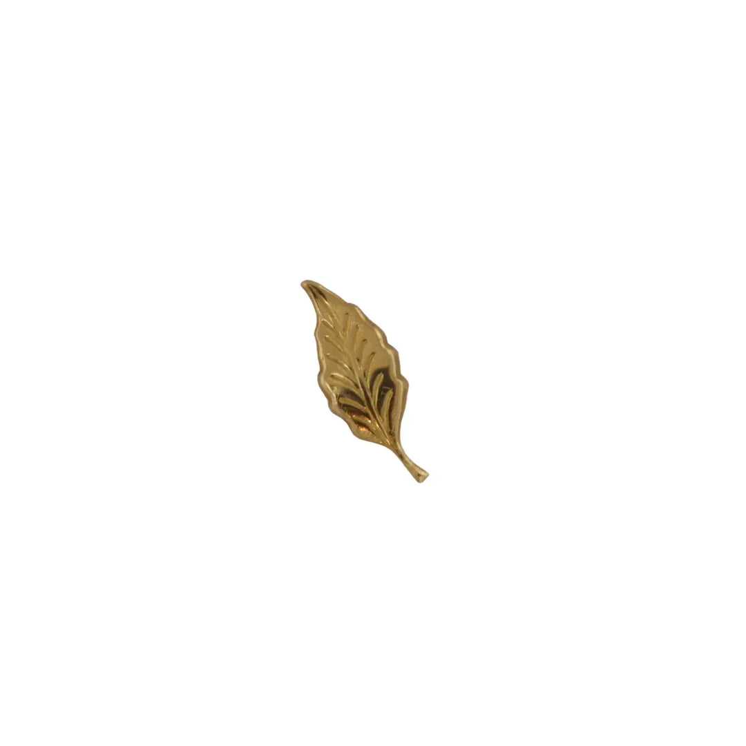 Vedhæng, filigran, blad, forgyldt messing, 32x12mm 