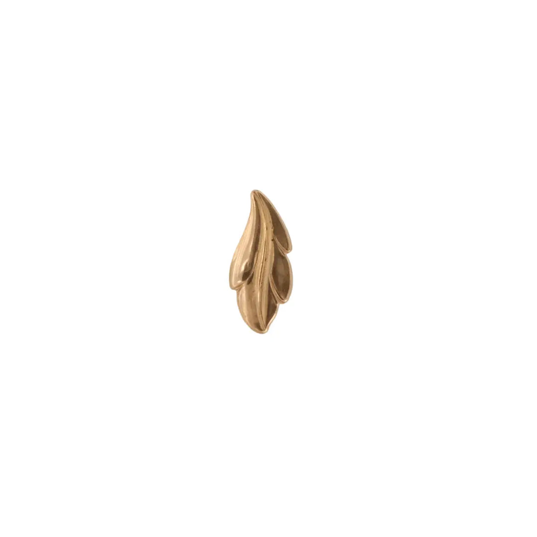 Vedhæng, filigran, blad, forgyldt messing, 32x15mm 