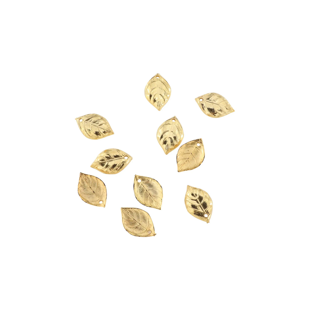 Vedhæng, bøgeblad, forgyldt messing, 15x10 mm. storkøb 