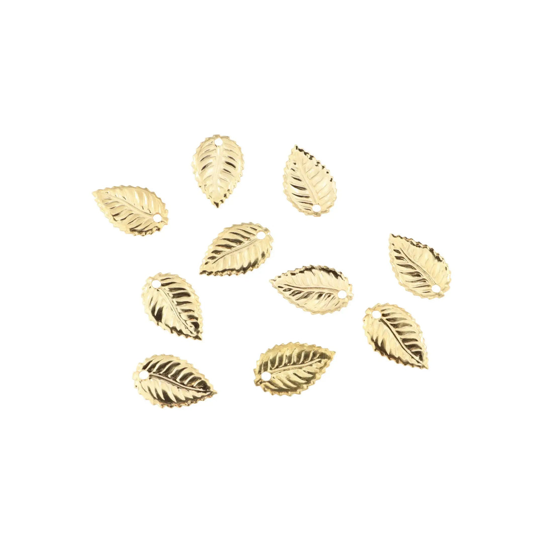 Vedhæng, kirsebærblad, forgyldt messing, 15x10 mm. storkøb 