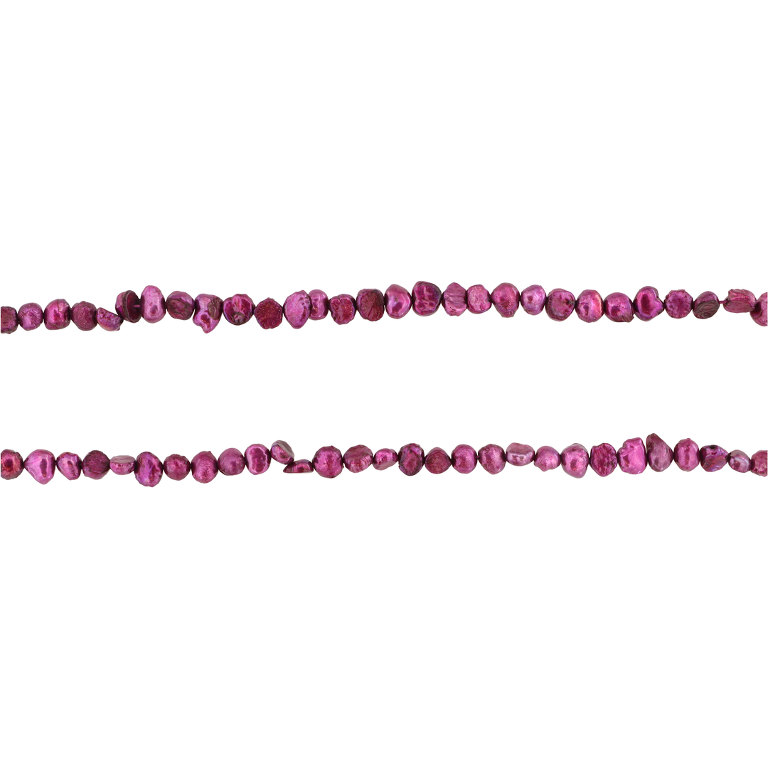 Ferskvandsperler, String, barok i lyserød, 35 cm/5x6 mm