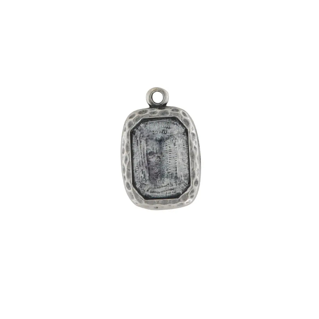 Vedhæng, firkant, forsølvet messing, 40x25 mm 