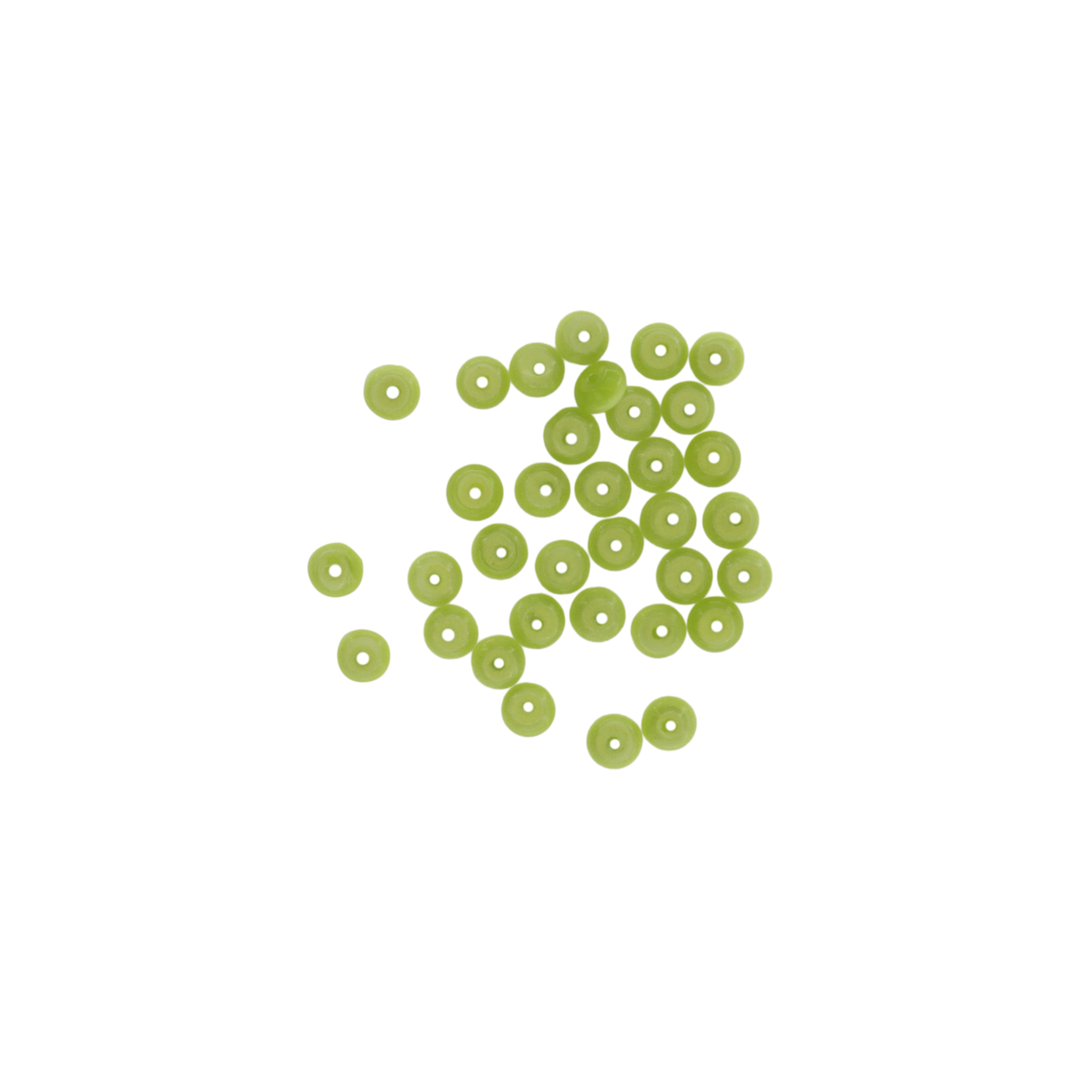 Find Glasfiberperler, runde, flade, lysegrøn, 6x3 mm, 10 stk hos  Beadhouse of Copenhagen i dag. Husk gratis fragt over 400kr.