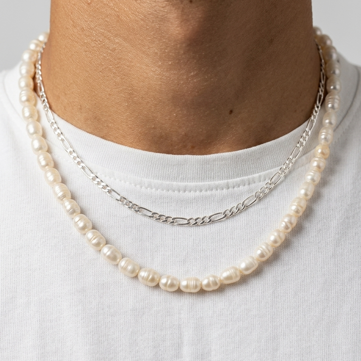 Halskæde, figaro kæde, sterlingsølv, 3,5mm x 40-50cm