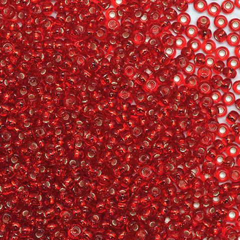 Preciosa Seed Beads - Røde Glasperler, Preciosa, Silverlined Dark Red, Storkøb