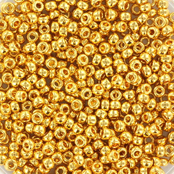 Cuentas de vidrio de oro, Miyuki Rocailles Perlas de semillas, str. 8/0 24 kt de oro chapado,
