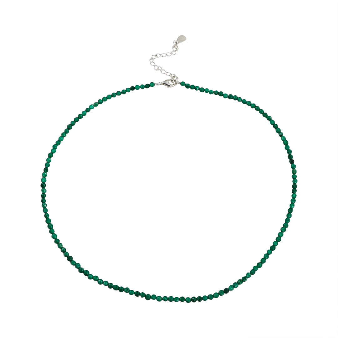 Halskæde, grøn kvarts, sterlingsølv/forgyldt sølv, 40-45 cm BOC