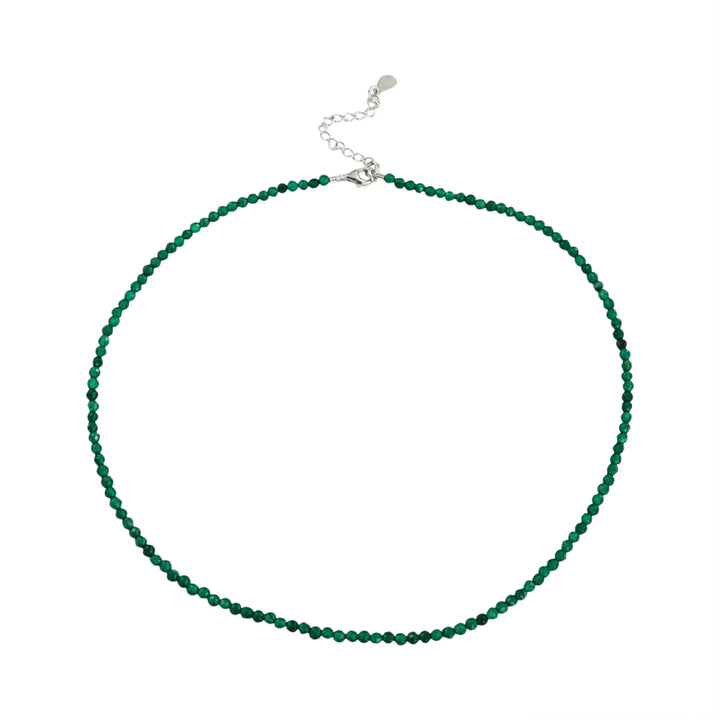 Halskæde, grøn kvarts, sterlingsølv/forgyldt sølv, 40-45 cm BOC