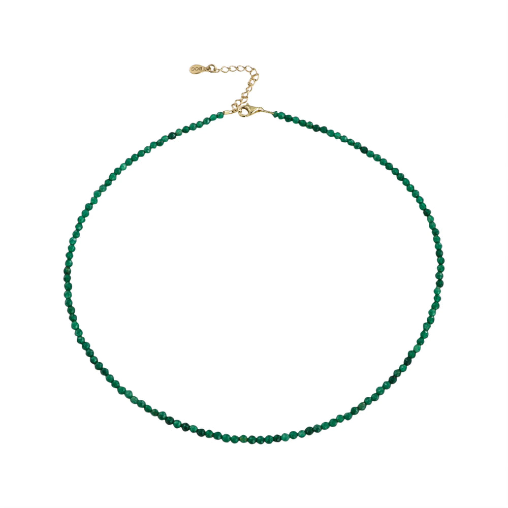 Halskæde, grøn kvarts, sterlingsølv/forgyldt sølv, 40-45 cm BOC